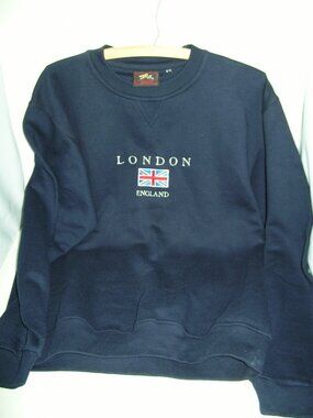 London England Black Sweat Shirt Top Size Medium LS 50% Cotton 50% Polyester O
